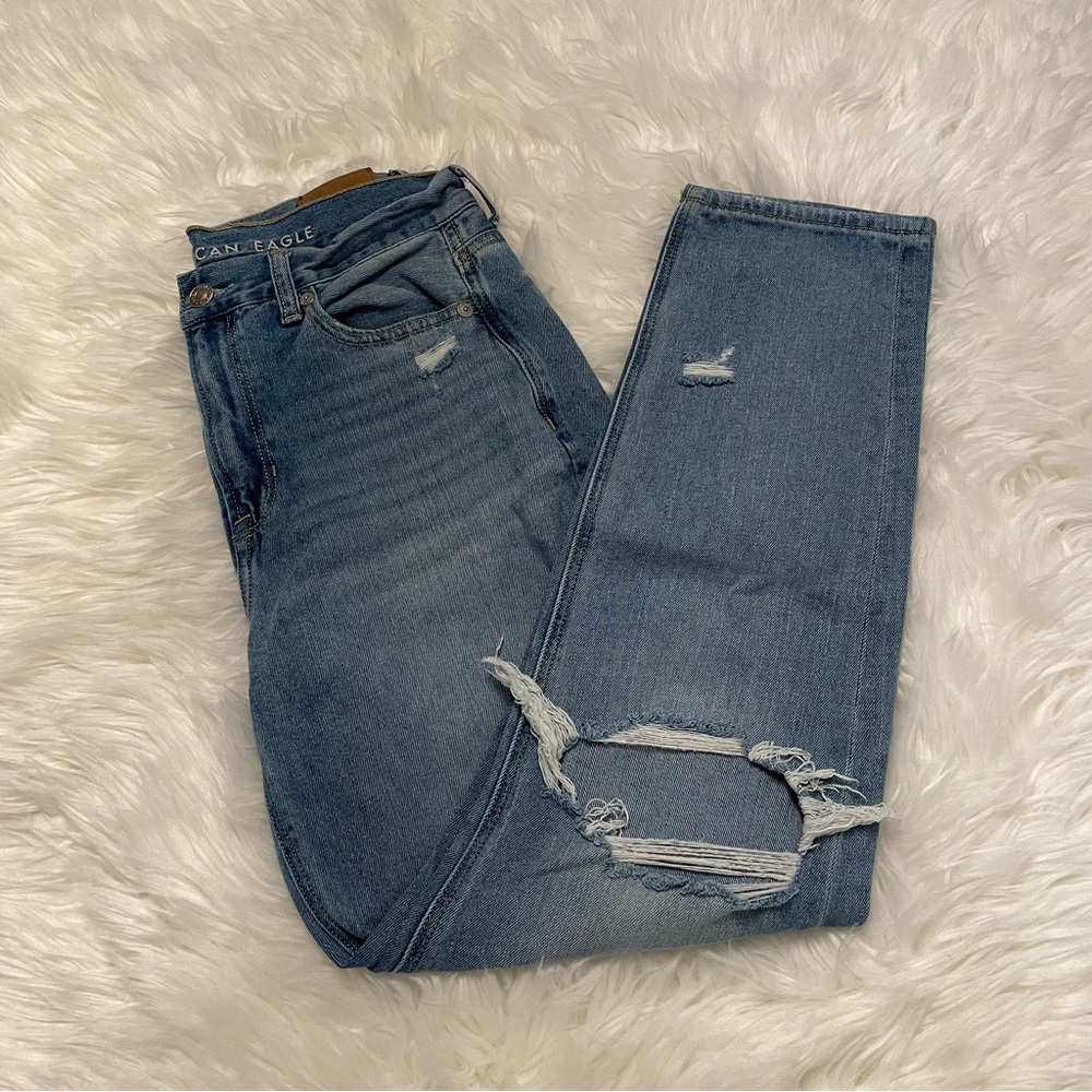 American Eagle Mom Jeans with Ripped Knees